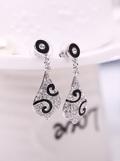 BESTIE Alloy White Gold Plated Fashion Rhinestone Water Drop shaped Two Pieces Jewelry Set 2