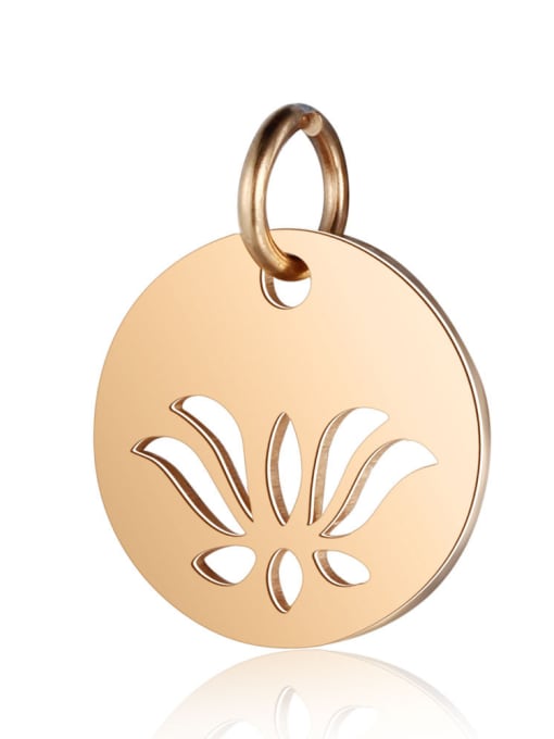 FTime Stainless Steel With Gold Plated Delicate  lotus Flower Charms 1