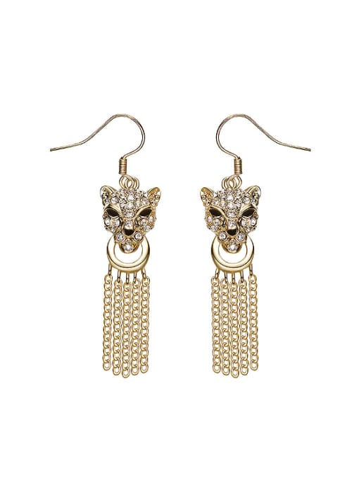 CEIDAI Personalized Tassels Leopard Head Earrings 0