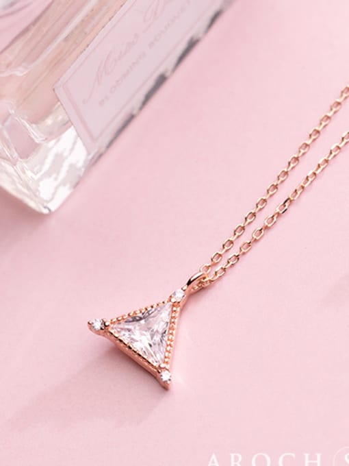 Rosh S925 Silver Necklace Pendant wind fashion Diamond Diamond Pendant temperament geometric collar chain D4323 2