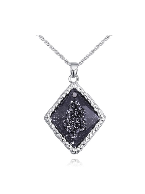 QIANZI Personalized Rhombus Pendant austrian Crystal Alloy Necklace 0