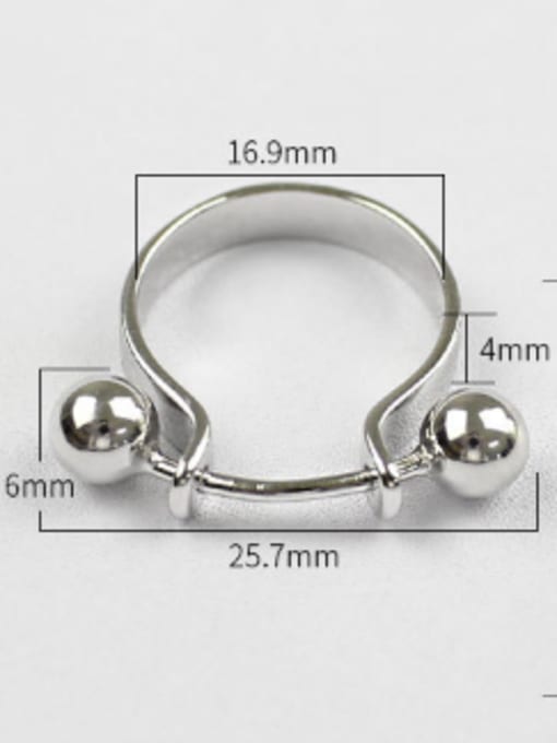 DAKA Personalized U-shaped Two Smooth Beads Silver Ring 2