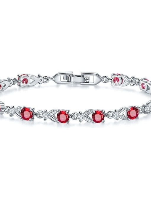 red Copper With White Gold Plated Delicate Cubic Zirconia Bracelets