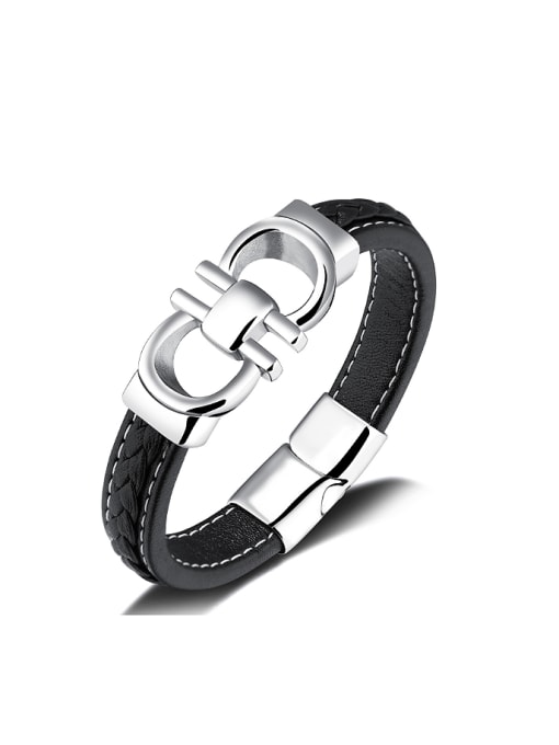 Open Sky Fashion Titanium Artificial Leather Bracelet