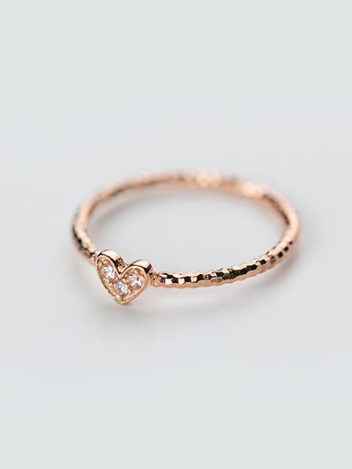 Rosh Fashion Rose Gold Plated Heart Shaped Rhinestone Ring 0