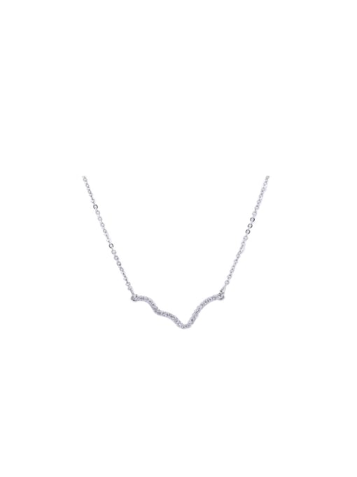 XP Copper Alloy White Gold Plated Simple Zircon Necklace 0
