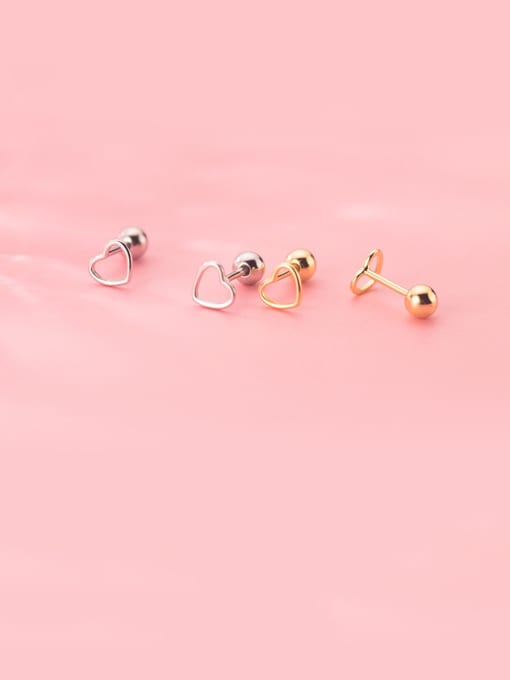 Rosh 925 Sterling Silver With Gold Plated Simplistic Heart Stud Earrings