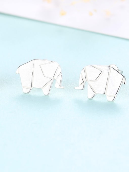 CCUI 925 Sterling Silver With Simplistic Animal elephant Stud Earrings 0