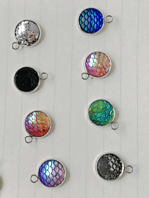 FTime Stainless Steel round with Mermaid scale Charms 1