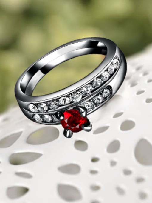 Ronaldo Red Black Gun Plated Zircon Ring 1