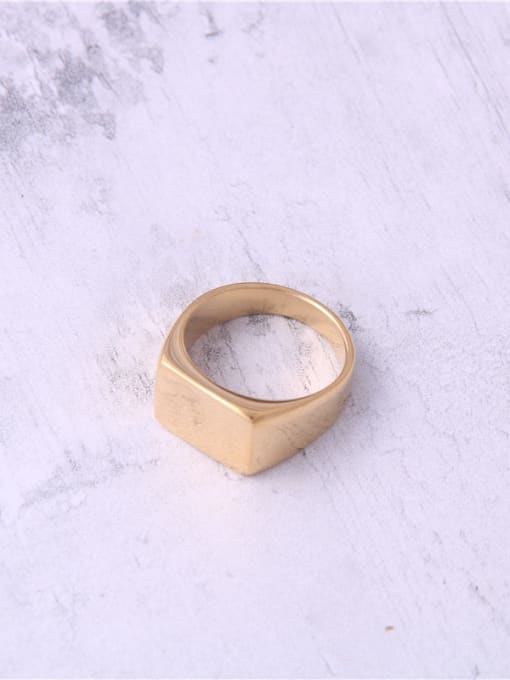 GROSE Titanium With Gold Plated Simplistic Smooth Geometric Band Rings 1