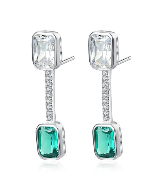 CCUI 925 Sterling Silver With  Cubic Zirconia  Delicate Geometric Drop Earrings 0