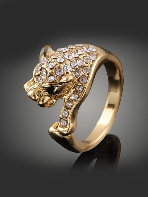 Wei Jia Personalized Cubic Rhinestones-studded Leopard Gold Plated Alloy Ring 0