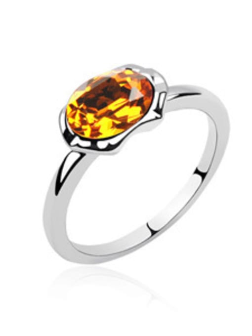 Yellow Simple Oval austrian Crystal Alloy Ring