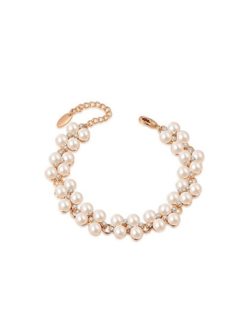 Rose Gold Adjustable Length Rose Gold Artificial Pearl Bracelet