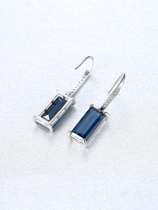 CCUI 925 Sterling Silver With Glass stone  Simplistic Square Hook Earrings 4