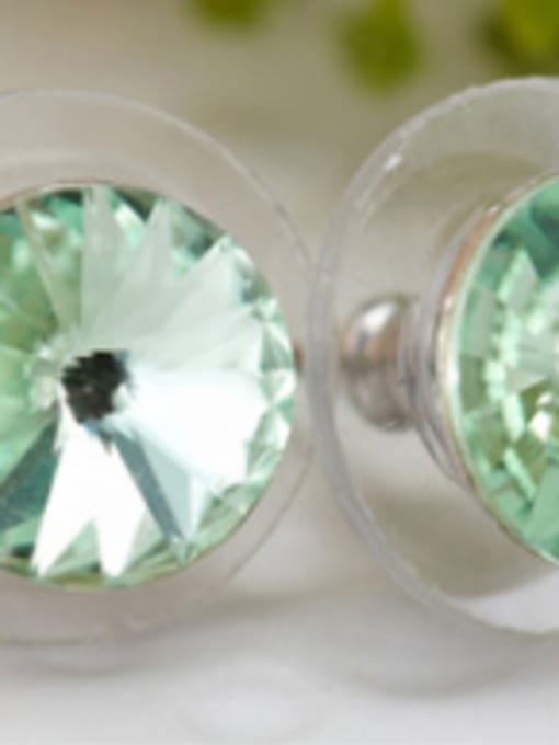 Platinum,green 18K White Gold Austria Crystal Round Shaped stud Earring