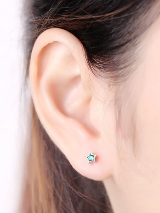 kwan Color Star Zircon Simple Stud Earrings 1