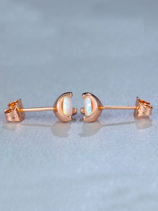 Rose Gold UNIENO three claw opal stud Earring stud Earring stud Earring and opal Mini fashion opal