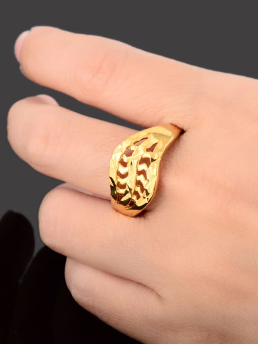 Yi Heng Da Korean Style Hollow Geometric Shaped 24K Gold Plated Ring 2
