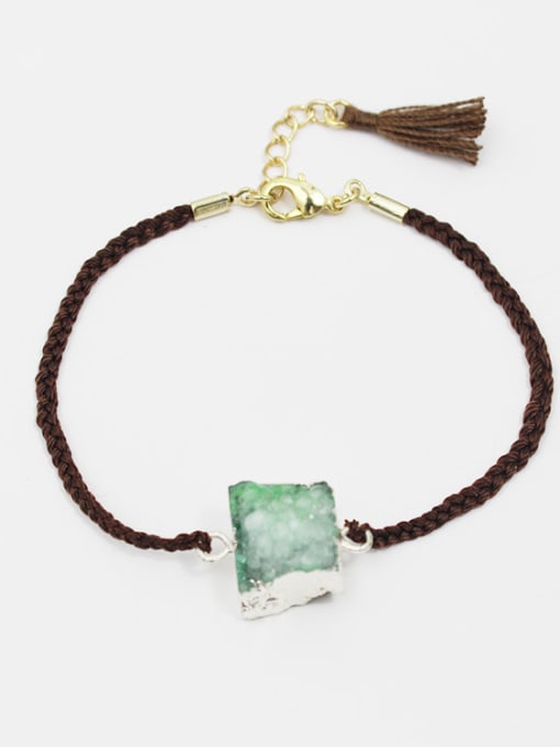 green Adjustable Length Geometric Shaped Natural Stone Bracelet