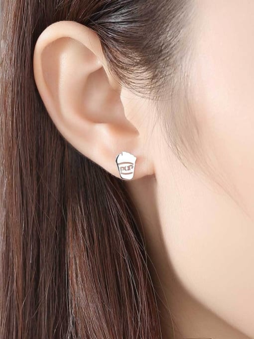 CCUI 925 Sterling Silver With Gold Plated Simplistic Geometric Stud Earrings 1