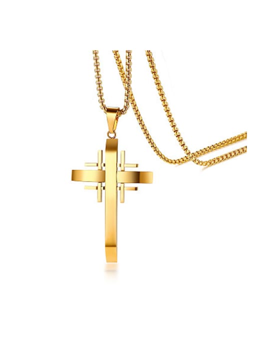 CONG Exquisite Gold Plated Cross Shaped Titanium Pendant