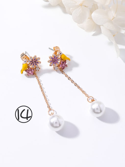 14#J5320 Alloy With Rose Gold Plated Simplistic Flower Stud Earrings