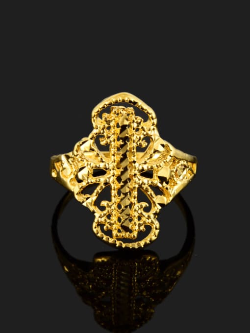 Yi Heng Da Korean Style 24K Gold Plated Hollow Leaf Shaped Ring 1