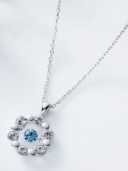 CEIDAI Simple austrian Crystals Round Silver Necklace 2