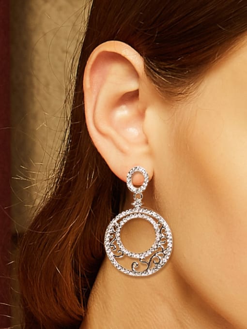 CEIDAI Fashion Exaggerated Hollow Round Zircon Stud Earrings 1