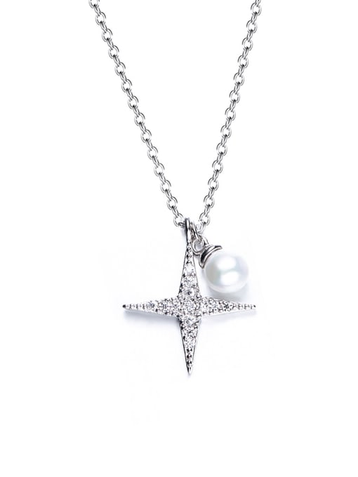 CEIDAI Simple Shiny Star Imitation Pearl Necklace