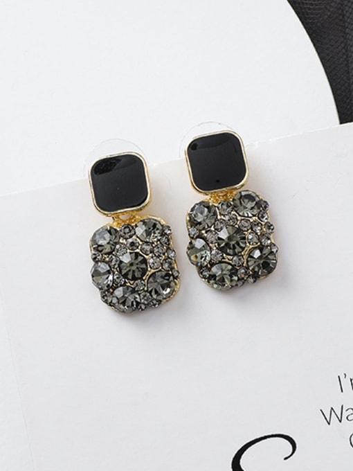 B square section Alloy With Champagne Gold Plated Cute Geometric Stud Earrings
