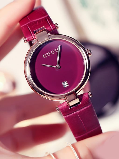 Purple GUOU Brand Simple Numberless Watch
