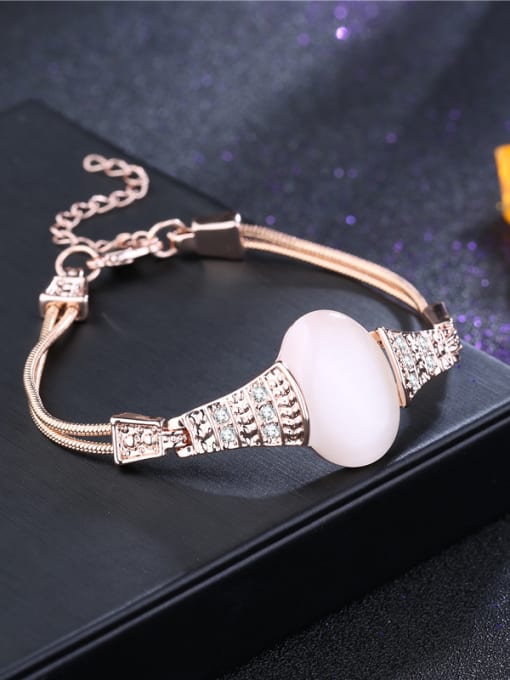 Ronaldo Adjustable Rose Gold Plated Oval Shaped Opal Bracelet 1