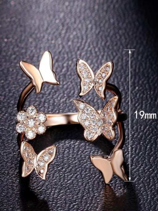 MATCH Copper With 18k Rose Gold Plated Fashion Butterfly Statement Rings 2