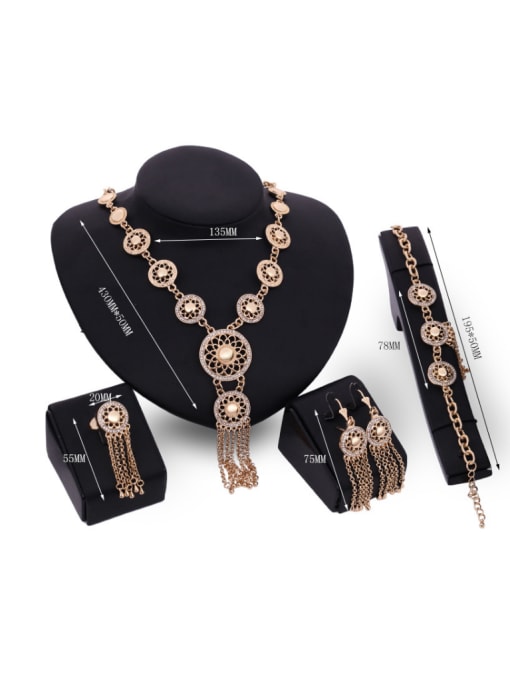 BESTIE Alloy Imitation-gold Plated Vintage style Tassels Hollow Flower Four Pieces Jewelry Set 2