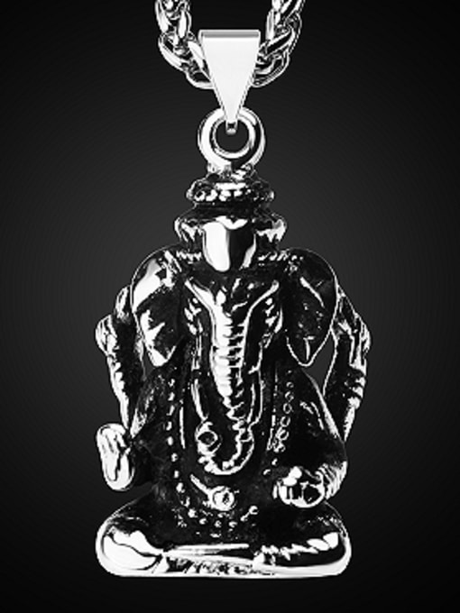 white Retro Ganesha Necklace
