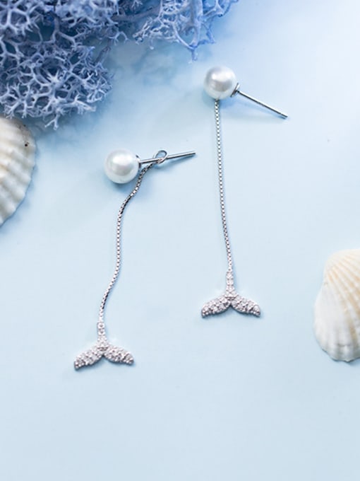 Rosh Sterling silver dreamy tail artificial pearl earrings 2