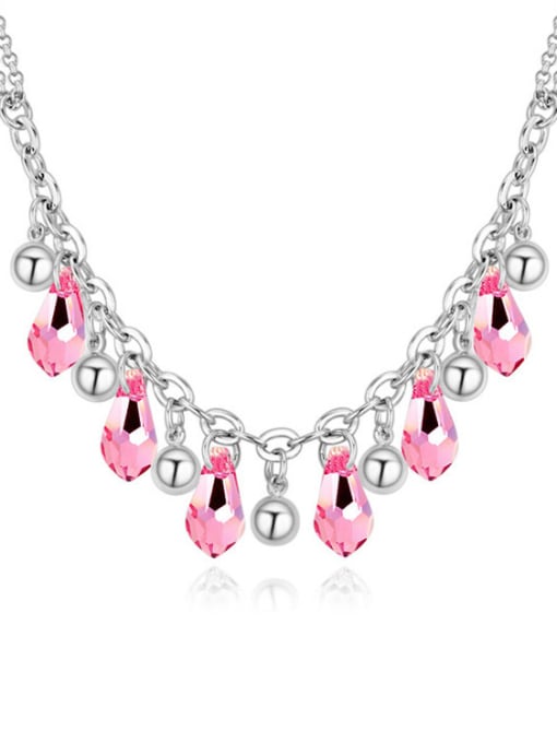 pink Fashion Water Drop austrian Crystals Little Beads Alloy Necklace