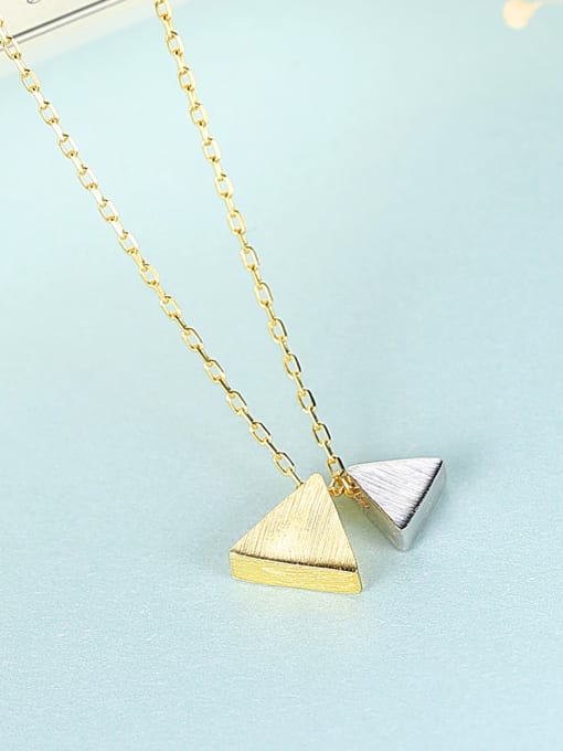 CCUI 925 Sterling Silver with  Glossy  Simplistic Triangle Necklaces 3