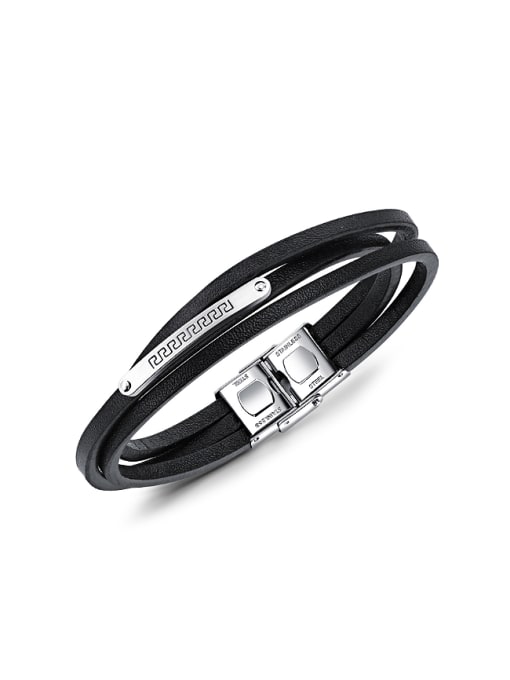 Open Sky Multi-band Titanium Artificial Leather Bracelet 0