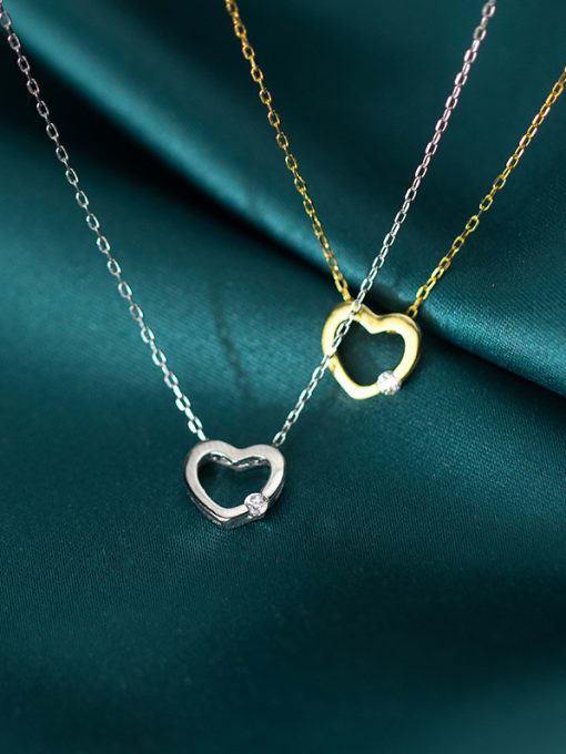 Rosh 925 Sterling Silver With Gold Plated Simplistic Heart Locket Necklace