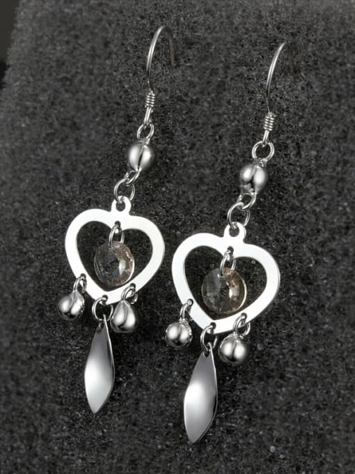SANTIAGO Fashion Hollow Heart Zircon 925 Sterling Silver Drop Earrings 1