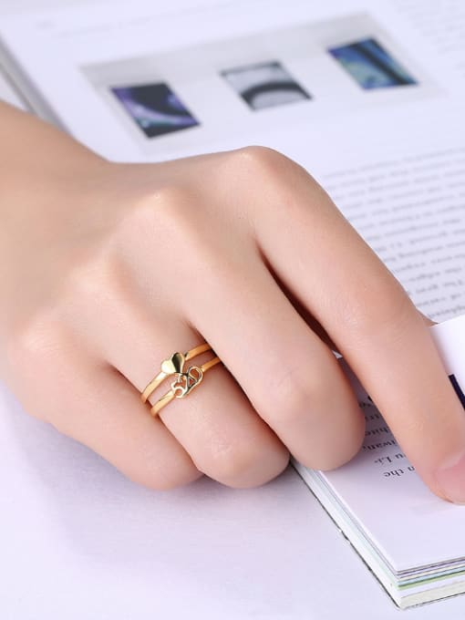 OUXI Fashion 18K Gold Heart Shaped Zircon Ring 1