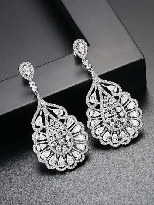 BLING SU AAA zircon retro court exaggerated luxury water-drop earrings 2