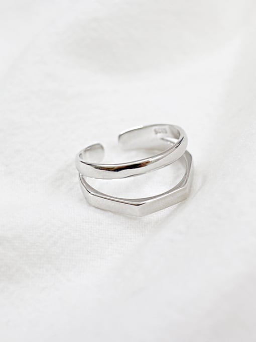 DAKA Simple Two-band Silver Smooth Opening Ring 1