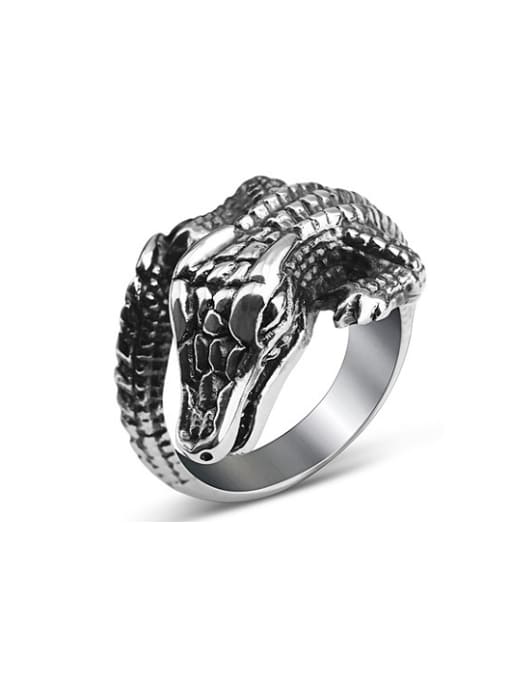 RANSSI Titanium Personalized Crocodile Statement Ring 0