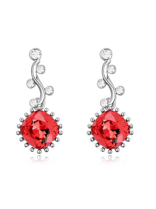 Red Fashion austrian Crystals Flower Alloy Stud Earrings