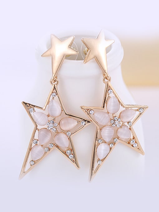 Wei Jia Exaggerated Irregular Star Opal stones Alloy Drop Earrings 0